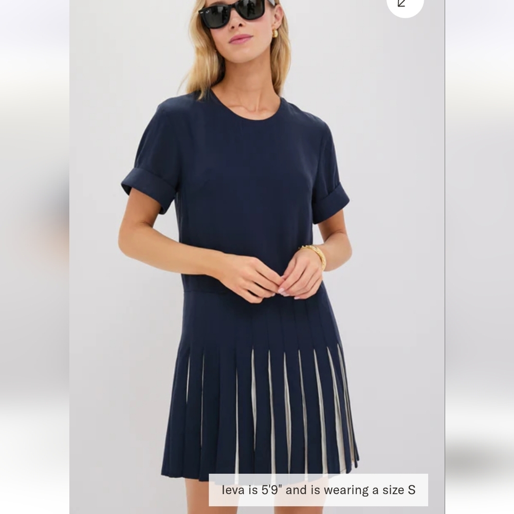 Tuckernuck Ballet Pleated Jersey Liza Dress In Navy Blue Small